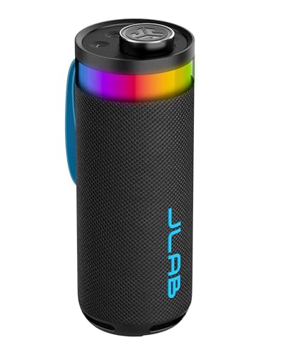 JLab Go Party Tragbarer Bluetooth Lautsprecher, 10W mit 16H+ Akkulaufzeit, RGB Licht und IP56 Wasserfest, Schwarz