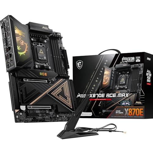 MSI MEG X870E ACE MAX Mainboard, ATX - Unterstützt AMD Ryzen 9000/8000/7000, 110A SPS VRM, DDR5 bis 9000+ MT/s OC, 5x M.2, PCIe 5.0, USB4, Wi-Fi 7