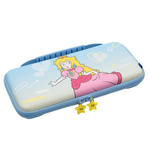 HORI City Pop Peach Slim Tough Pouch, Tragetasche für Nintendo Switch mit Griff und Fach für 10 Spiele, Mehrfarbig