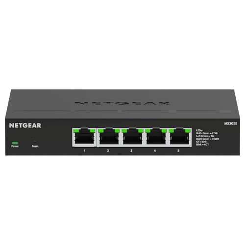 Netgear MS305 5 Port 2.5 Gbit Smart Switch | Multi-Gigabit LAN Switch (Desktop or Wall Mounting)