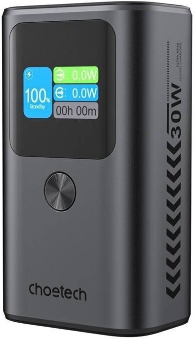 CHOETECH B702 Powerbank 20000mAh, PD100W, 2C1A, Grau, mit TFT-Display für schnelles Laden mehrerer Geräte