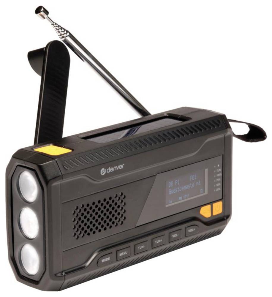 Denver SCD-2033 Akku-Radio DAB+, FM, wiederaufladbar, Handkurbel, Powerbank-Funktion, schwarz