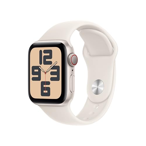 Apple Watch SE (2. Generation) GPS + Cellular 40 mm Smartwatch in Polarstern mit Fitness und Schlaftracker, Unfallerkennung, Herzfrequenzmesser