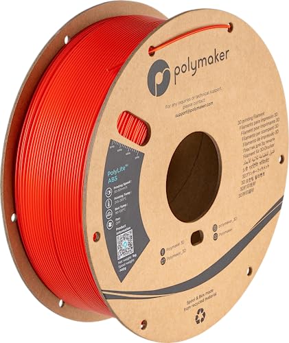 Polymaker PolyLite ABS, 1kg 3D-Druckmaterial in Rot, geringer Geruch, hohe Druckqualität
