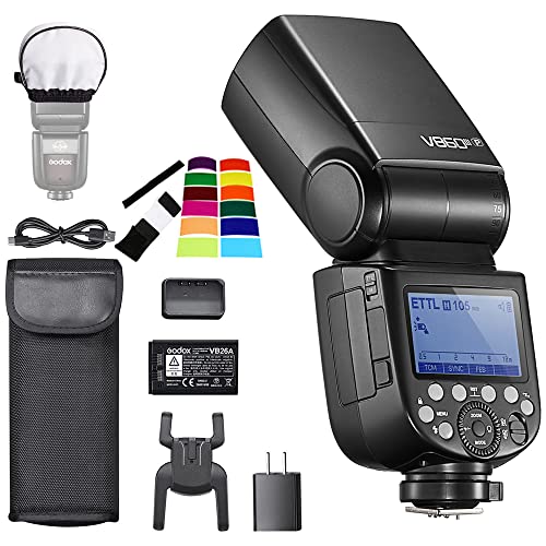 Godox Speedlite V860III Pentax, Aufsteckblitz mit Leitzahl 58, integrierter 2.4G Triggerempfänger, Lithium-Akku, Schwarz