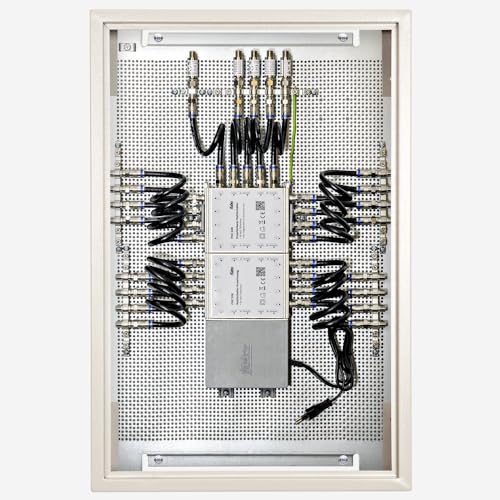 FMP 516 SL Multischalter-Paneel | Multischalter-Multiswitch 16 Teilnehmer, ein Satellit, komplett vormontiert auf Montageplatte mit Erdung-Potentialausgleich-Überspannungsschutz, EN-VDE-konform