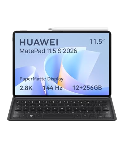 HUAWEI MatePad 11.5 S (2026), Tablet mit Tastatur und M-Pencil Pro, 2.8K 144Hz PaperMatte Display, 12GB RAM, 256GB Speicher, 8800 mAh Akku, 40W SuperCharge, WiFi 6, Gaming, DE Version, 30 Monate Garantie