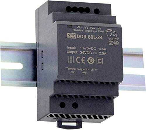 MEAN WELL DDR-60G-24, DC/DC-Wandler für Schiene (DIN), 24V/DC, 2.5A, 60W, kompakte Bauform
