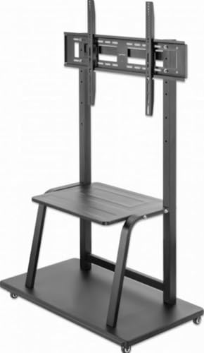 Manhattan Multimedia TV-Ständer auf Rollen mit extrem hoher Traglast (100", 150 kg), TV Ständer, Schwarz