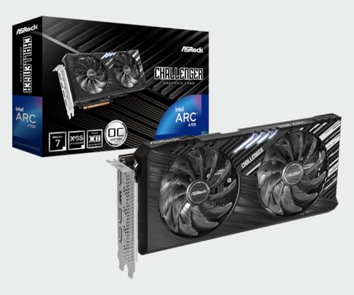 ASRock Intel Arc A750 CL SE 8GO 8GB GDDR6 2xHDMI/ 2xDP, Energiesparmodell mit 0dB-Kühllüftern, Schwarz