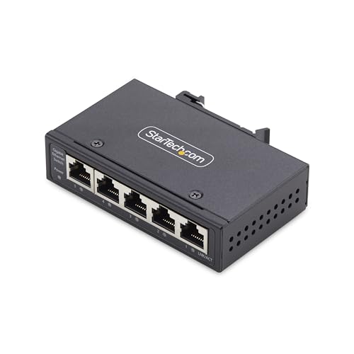 StarTech Unmanaged Switch 5-Port TAA, Netzwerk Switch mit 10/100/1000 Mbps, lüfterlos, schwarz