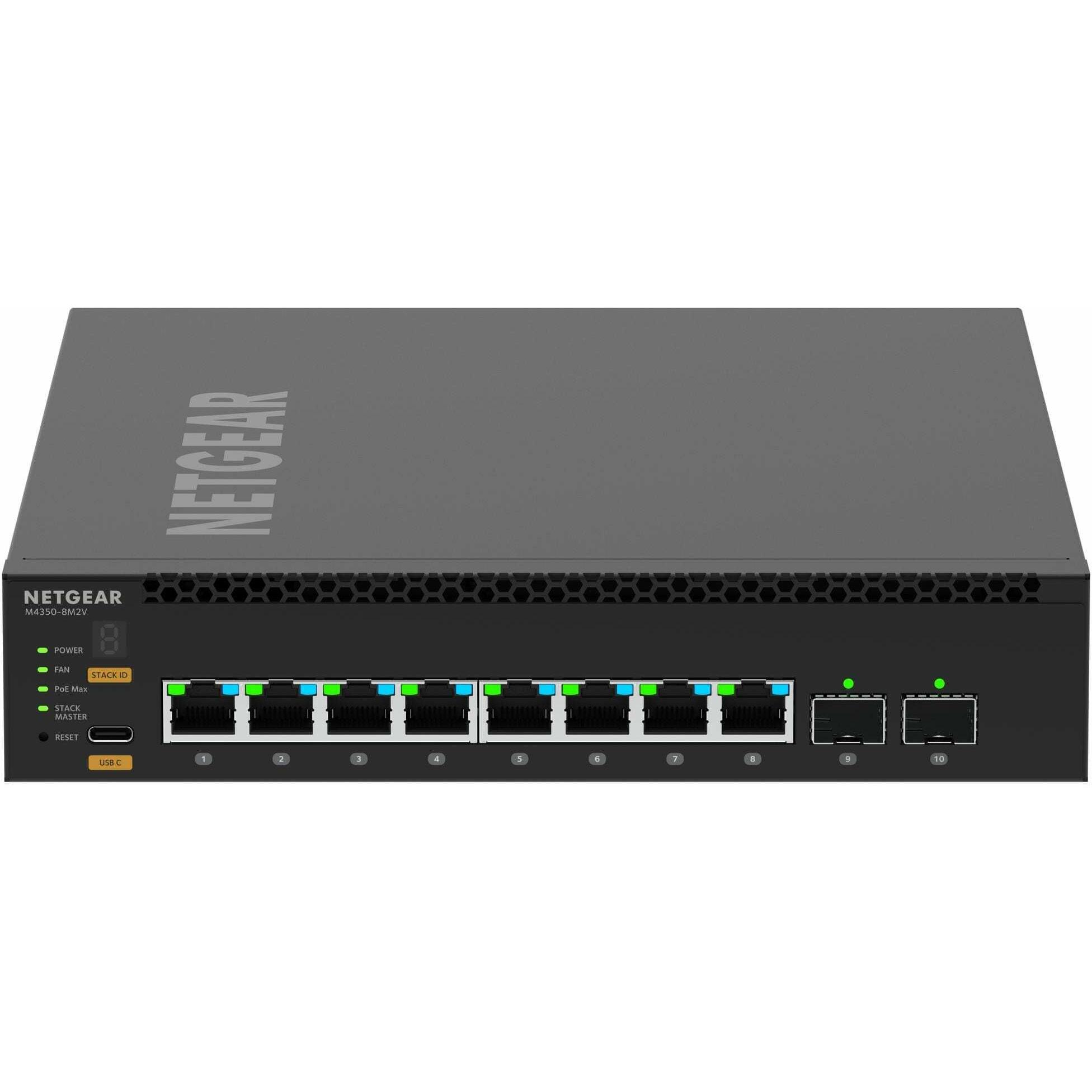 Netgear M4350-8M2V, 10-Port Managed Netzwerk Switch mit 8x 2,5 Gbit/s PoE++ und 2x 25 Gbit/s SFP28, Schwarz