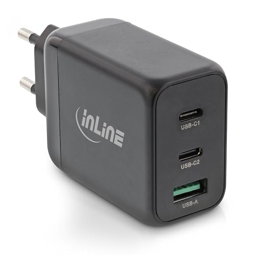 InLine USB PD Netzteil 65W GaN mit 2x USB-C und 1x USB-A, Schwarz