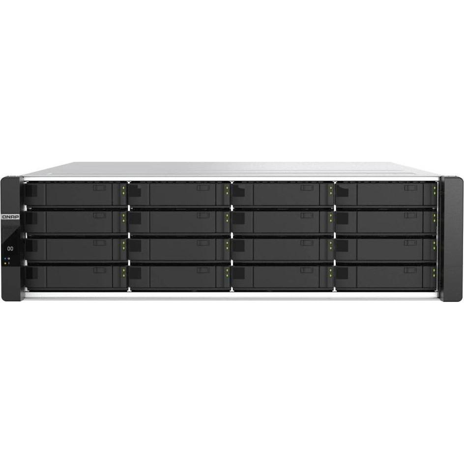 QNAP 16-Bay ENTPR ZFS NAS, Rackmount-NAS mit Intel Xeon D-2123IT, 128 GB RAM, 512 TB Speicherkapazität, Hot-Swapping, Schwarz