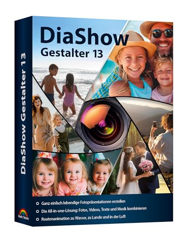 Markt + Technik Diashow Gestalter 13, Multimediashow Software für Windows 11, 10, 8.1, 7 mit Routenanimation und Sofort-Effekten