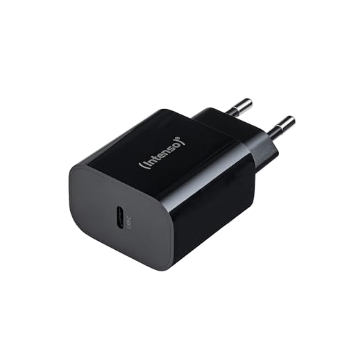 Intenso Power Adapter W20C, 20W Schnellladegerät mit USB-C Anschluss, kompatibel mit iPhone, Samsung Galaxy, iPad und mehr, schwarz