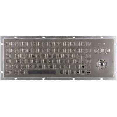 Joy-it IPC Keyboard 02, Kabelgebundene QWERTZ-Tastatur mit IP65/NEMA 4X Schutz, Silber, integrierter Trackball, 83 programmierbare Tasten