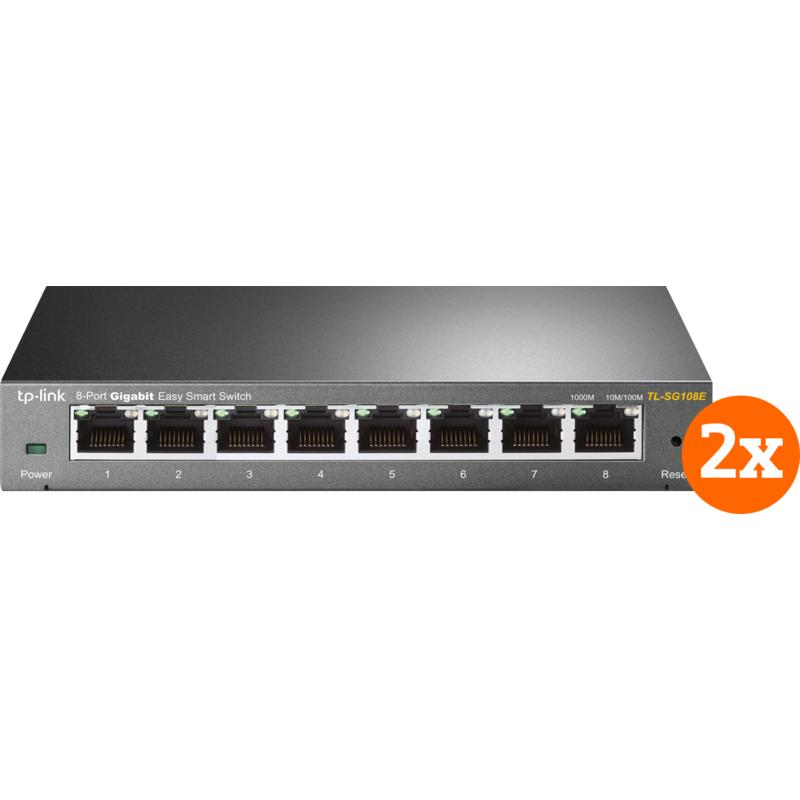 TP-Link TL-SG108E Duo-Pack, 2 x 8-Port Netzwerk Switch mit Priorisierung für Netzwerkverkehr, montierbar