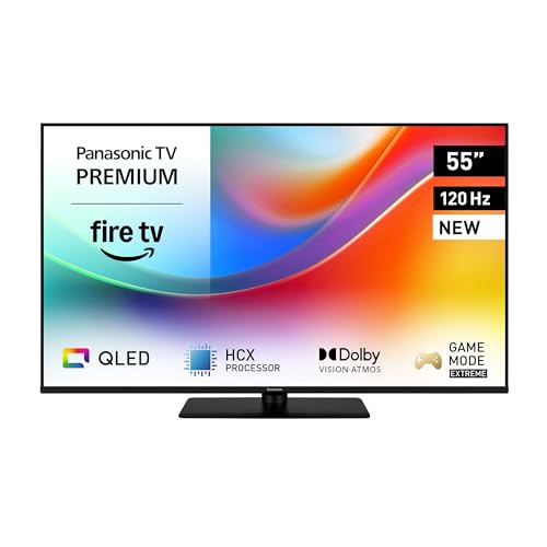 Panasonic Premium TV-55W85BEZ, 55 Zoll 4K Ultra HD QLED Smart TV mit Dolby Vision, Dolby Atmos, Fire TV, 120 Hz, Game Mode Extreme, Alexa & Apple Support, Schwarz