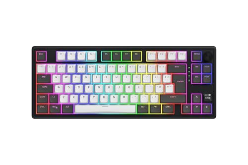 HATOR Skyfall 80 PRO Wireless Gaming Keyboard, Kabellose Gaming-Tastatur mit Silent Switches, 1300 Stunden Akkulaufzeit, RGB-Beleuchtung und TFT-Bildschirm, EU Layout