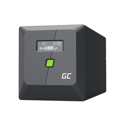 GreenCell Green Cell UPS Powerproof 600W/1000VA, line-interaktive USV mit 4 AC-Ausgängen und 7 Ah Bleisäurebatterie, schwarz
