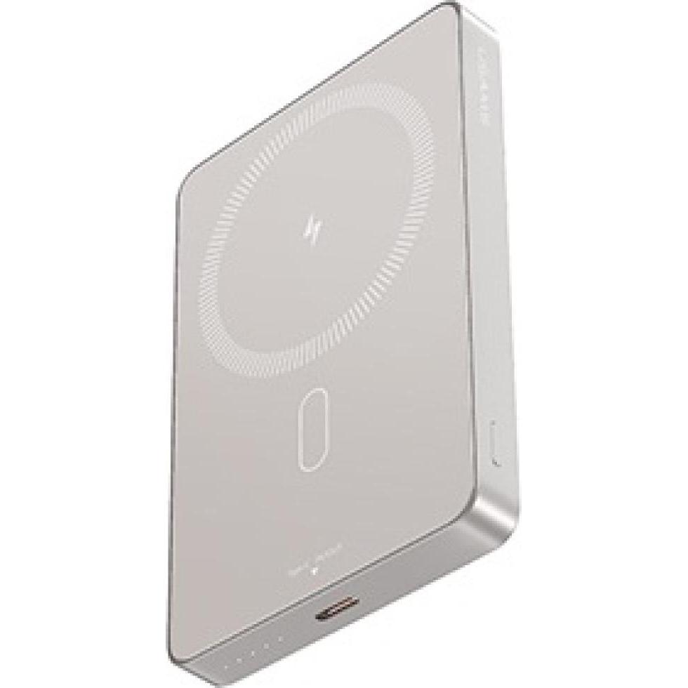 Usams Powerbank CY Series CD242, 10000mAh, 20W, magnetisch, drahtlos, mit LED-Anzeige und Taschenlampe, Silber