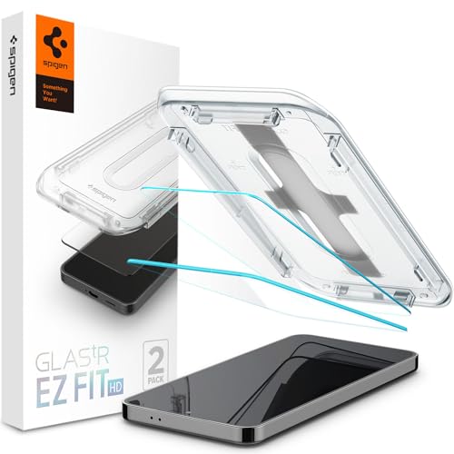 Spigen Galaxy S24 Glas Displayschutz Einfache Installation Glas.tR EZ Fit HD (2 Stück) - AGL07440, Displayschutzfolien für Galaxy S24 (2024), 9H Härte, Oleophobe Beschichtung