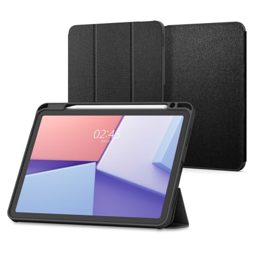 Spigen Urban Fit Hülle Kompatibel mit iPad Air 6. M2 (2024) / 5. (2022) / 4. Generation (2020) 11 Zoll und 10.9 Zoll Case - Schwarz, Stabiler Ständer und präzise Ausschnitte