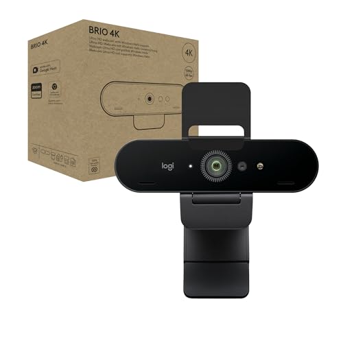 Logitech Brio 4K-Webcam for Business, Ultra-HD mit biometrischer Anmeldung über Windows Hello, automatische Beleuchtungskorrektur, Geräuschunterdrückung, kompatibel mit Microsoft Teams und Google Meet - Graphit