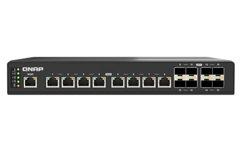 QNAP Switch QSW-IM3216-8S8T | 8X 10GbE RJ45, 8X 10GbE SFP+, L2 Managed, Lüfterlos IP20, DC 9-54V Stromversorgung, Rackmount