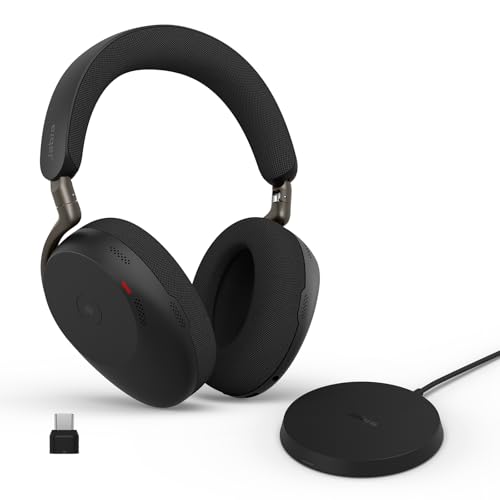 Jabra Evolve3 85, Over-Ear Bluetooth Headset mit Mikrofon, Adaptive ANC, 25h Akku, Ladestation, MS Teams zertifiziert, Schwarz