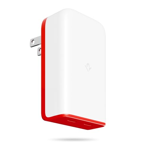 TwelveSouth PlugBug Travel 50W, USB-C-Ladegerät mit Find My, kompaktes Design, weiß-rot