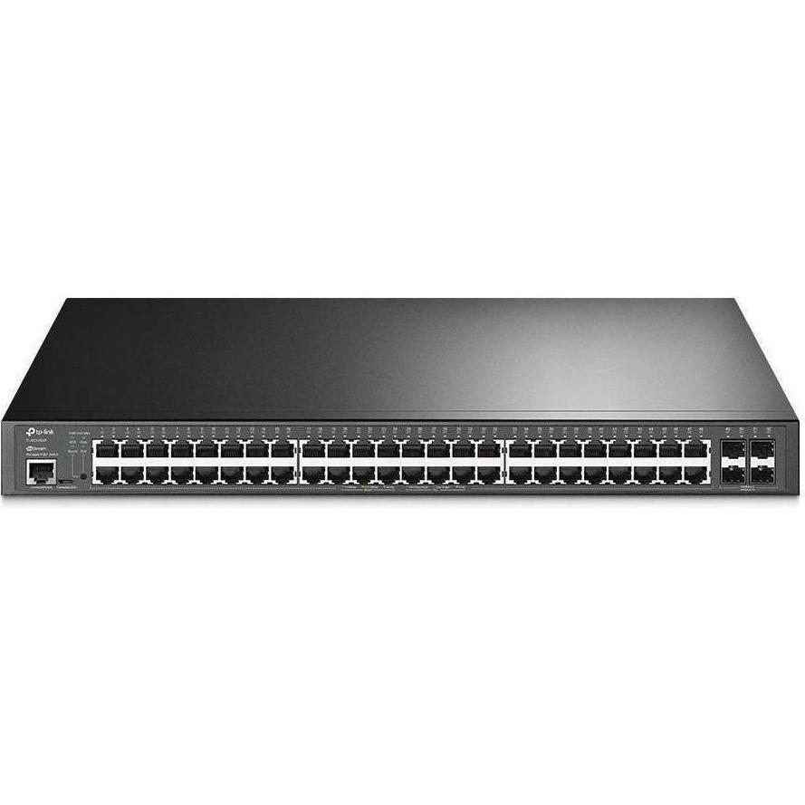 TP-Link SG3452XP JetStream PoE-Switch, 52 Ports, 500 W PoE-Budget, 48 Gigabit-LAN-Ports, 4 SFP+-Slots, verwaltbar, 19"-Rack montierbar