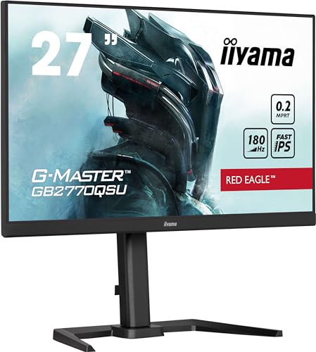 iiyama G-Master Red Eagle GB2770QSU-B6 27" Fast-IPS Gaming Monitor WQHD 180Hz HDMI DP USB3.2, Schwarz