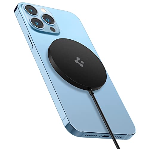 Spigen ArcField für Magsafe Magnetisches Kabelloses Ladegerät Magnetic Wireless Charger - Schnelles Aufladen - Kompatibel mit MagSafe - iPhone 14 13 12 Plus Pro Max Mini - Weiß