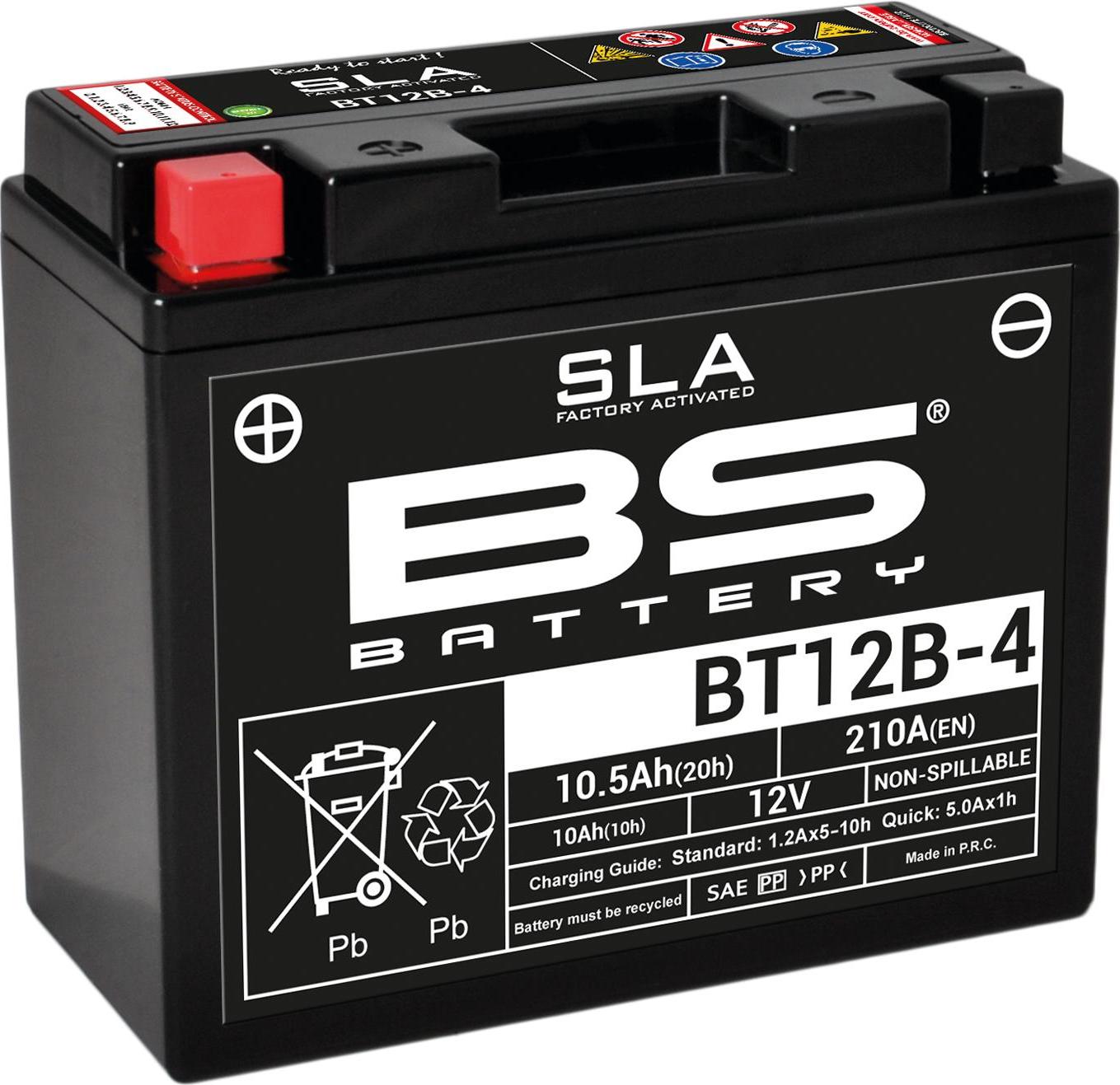BS Battery SLA Wartungsfreie AGM Batterie BT12B-4, 12 V, sofort einsatzbereit, hohe Vibrationsfestigkeit, wartungsfrei