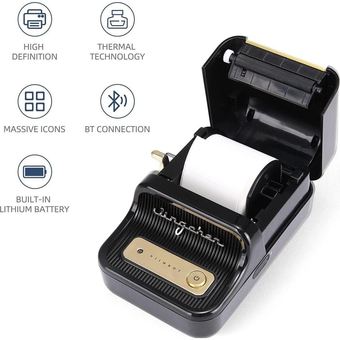 Niimbot B21, tragbarer Etikettendrucker mit 203 dpi, Bluetooth 4.0, Akku 1200 mAh, schwarz