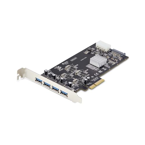 StarTech.com 4-Port USB PCIe Karte, USB 3.2 5Gbps, mit 4 unabhängigen USB-Controllern, Schwarz