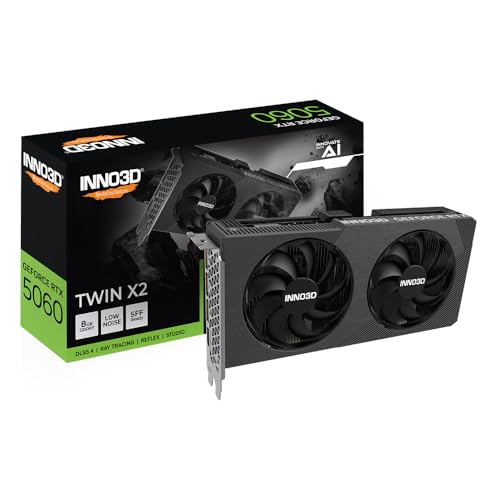 Inno3D GeForce® RTX 5060 Twin X2, 8GB GDDR7 Grafikkarte mit DirectX 12 Unterstützung und hoher Boost-Frequenz
