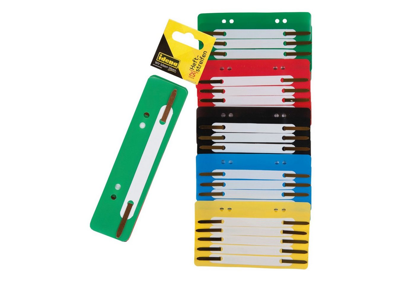 Idena Aktenordner Idena 300391 - Heftstreifen aus Kunststoff, 5-fach farbig sortiert