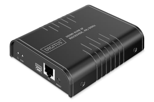 DIGITUS HDMI KVM IP Receiver DS-55355, UHD 4K 60Hz, HDMI 2.0, bis zu 200m Reichweite, Punkt-zu-Multipunkt, CAT 6, Schwarz