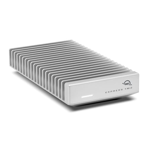 OWC Express 1M2 80G USB4 NVMe SSD Gehäuse, Aluminium, kompatibel mit M.2 2280/2242, Silber, ultrahochgeschwindigkeit bis 6000 MB/s