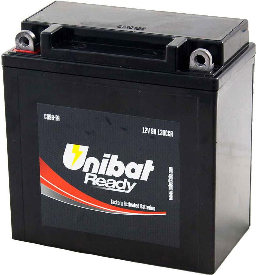 Unibat CB9-B, 12V Motorrad-Batterie mit 8,5 Ah (10 HR), wartungsfrei, Kaltstartstrom 130 A, Länge 135 mm
