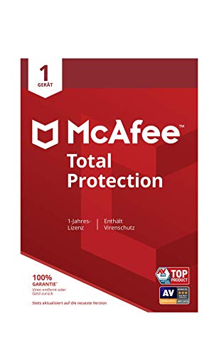 McAfee Total Protection, 1-Jahres-Lizenz für 1 Gerät, Premium-Schutz für PC/Mac/Smartphone/Tablet, inkl. Kennwort-Manager und Dateiverschlüsselung, Aktivierungscode per Post