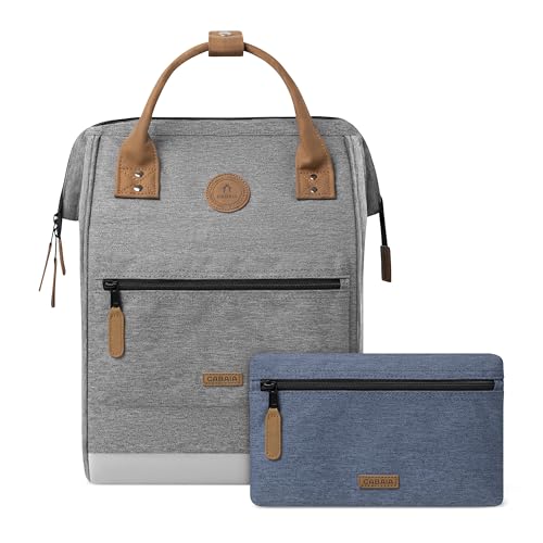 Cabaïa Adventurer Rucksack New York Medium 18L, wasserabweisend, Laptopfach für bis zu 13 Zoll, 2 Vordertaschen, vegan zertifiziert, grau