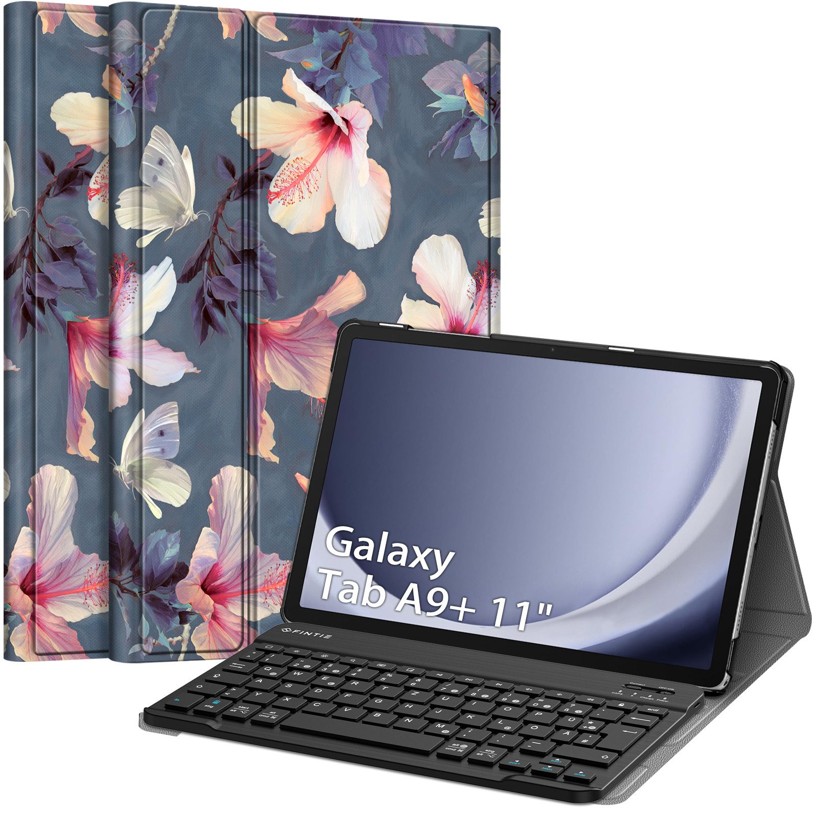 Fintie Tablet-Hülle + Tastatur für Samsung Galaxy Tab A9 Plus 11'' 2023 SM-X210/X216/X218, Bluetooth Tastatur, schwarz