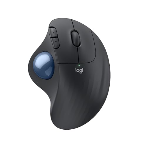 Logitech ERGO M575S kabellose Trackball-Maus, ergonomische Maus mit Bluetooth, Daumensteuerung, Graphit