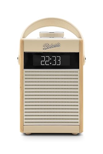 Roberts Radio Rambler Midi Retro-Radiowecker, tragbar, DAB+/FM/Bluetooth, cremefarben, mit USB-Ladefunktion
