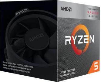 AMD Ryzen 5 3400G, Quad-Core CPU mit 3.7 GHz, 8 Threads, 4 MB Cache, Socket AM4, Boxed
