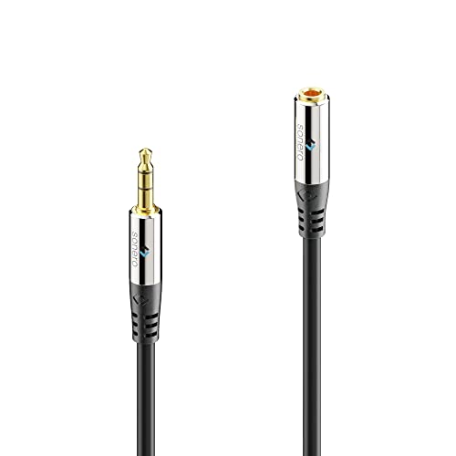Sonero® premium Audiokabel Verlängerung 3.5mm Klinke, 3,00m, vergoldete Kontakte, schwarz